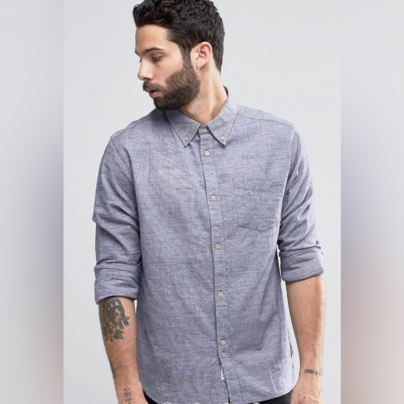 Bellfield Twin Stitch Chambray Shirt In Regular Fit - Picture 1 of 5
